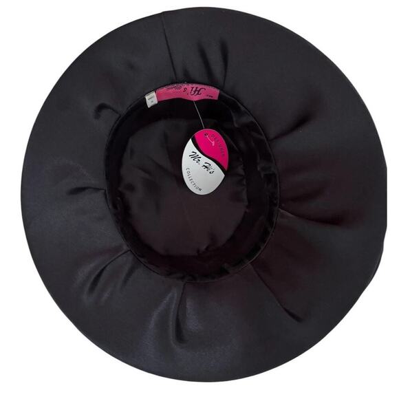 Designer Black Satin & Rhinestone Hat Mr. Hi\'s Classic Collection 22 1/4\